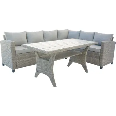 Utesoffgrupp med matbord i rotting | Natur | Tor