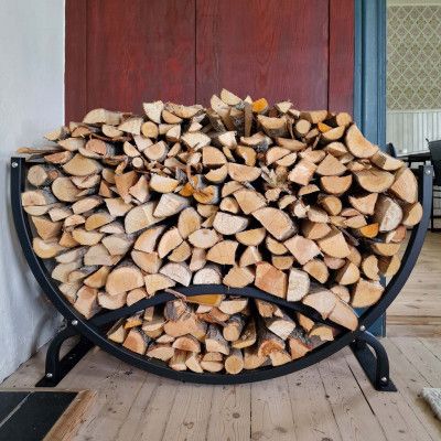 Vedställ i svart kolstål | Halvmåneformad