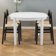 Vitt matbord med 6 stolar | Berga