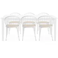 Vitt matbord med 6 stolar | Berga