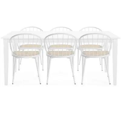 Vitt matbord med 6 stolar | Berga