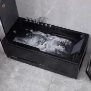 Bubbelbadkar 170x80cm | Högkvalitetsakryl | BK-001 Höger | Svart