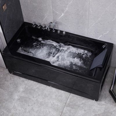 Bubbelbadkar 170x80cm | Högkvalitetsakryl | BK-001 Höger | Svart
