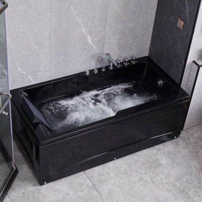 Bubbelbadkar 170x80cm | Högkvalitetsakryl | BK-001 Vänster | Svart