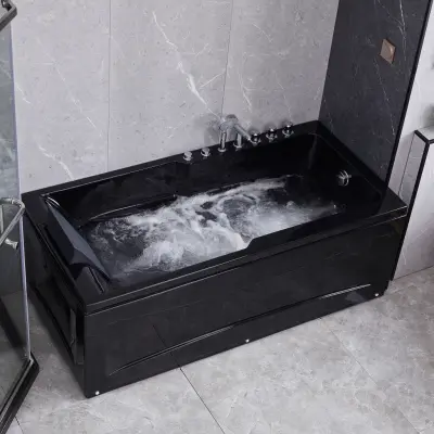 Bubbelbadkar 170x80cm | Högkvalitetsakryl | BK-001 Vänster | Svart