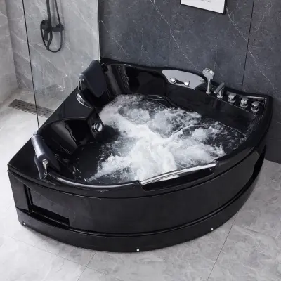 Bubbelbadkar för två med värmare | 150x150cm | BK-005V | Svart