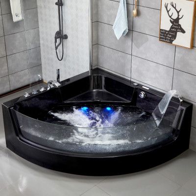 Bubbelbadkar med glasfront& värmare 150x150cm | Blackline BK-018V