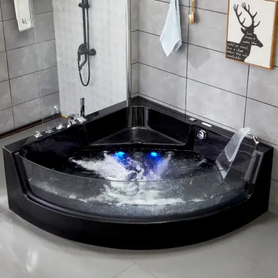 Bubbelbadkar med glasfront& värmare 150x150cm | Blackline BK-018V