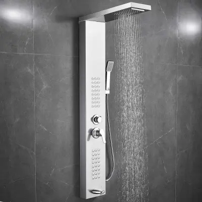 Duschpanel i borstat rostfritt stål | Hanna