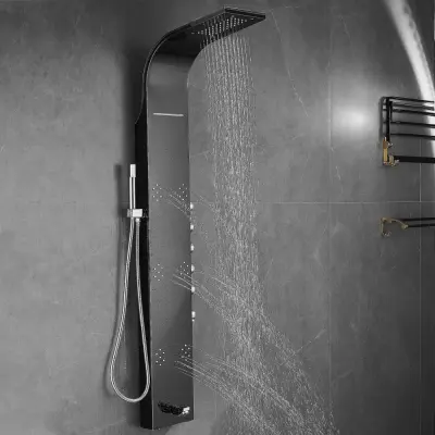 Duschpanel i svart rostfritt stål | Zoey