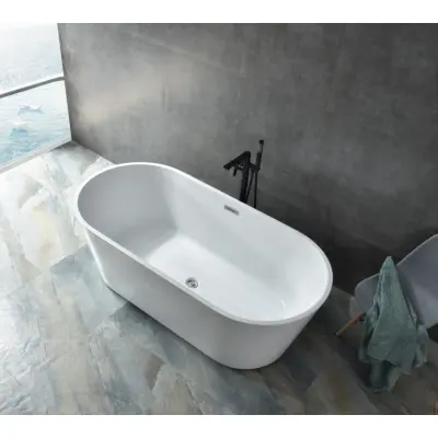 Fristående badkar 140 × 75 cm – högblank vit akryl
