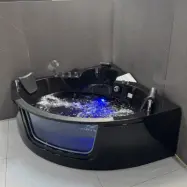 Hörnbadkar Kailua massagebadkar 150 × 150 cm – Svart