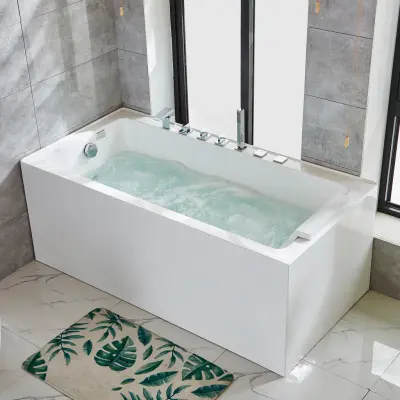 Massagebadkar 150x75cm | Nackkudde | Stilren design | BK-002 Höger