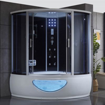 Stor duschkabin med jacuzzi-bad och massage