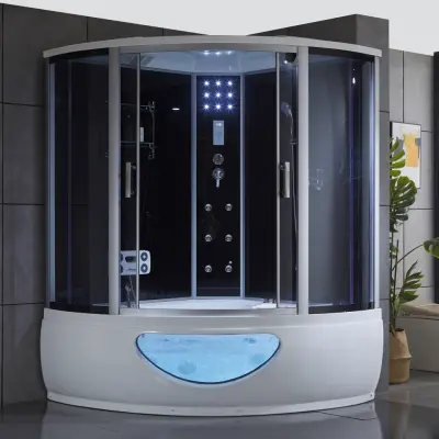 Stor duschkabin med jacuzzi-bad och massage