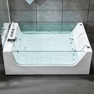 Stort bubbelbadkar för två 170x120cm | Med glas&värmare | BK-007V