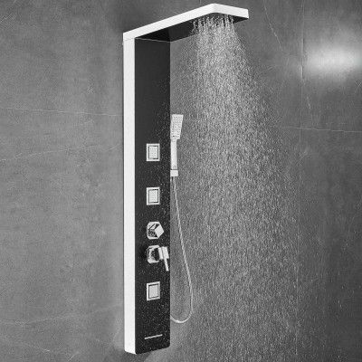 Duschpanel i svartvitt rostfritt stål | Stella