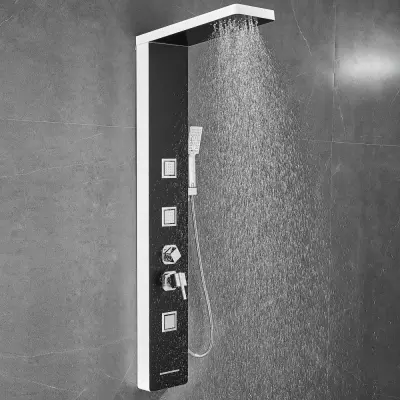 Duschpanel i svartvitt rostfritt stål | Stella