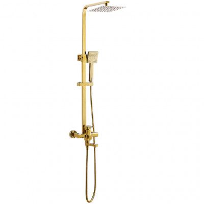 Takduschset med badkarsblandare | Fyrkantig - Mässing