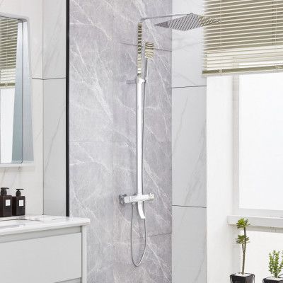 Takduschset med badkarsblandare | Sprudla extra hög - Krom