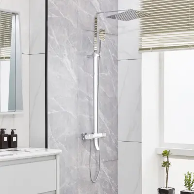 Takduschset med badkarsblandare | Sprudla extra hög - Krom