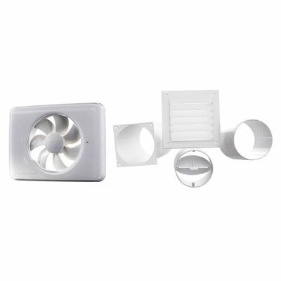 Badrumsfläkt Fresh Intellivent P med Ytterväggskit YVG D100