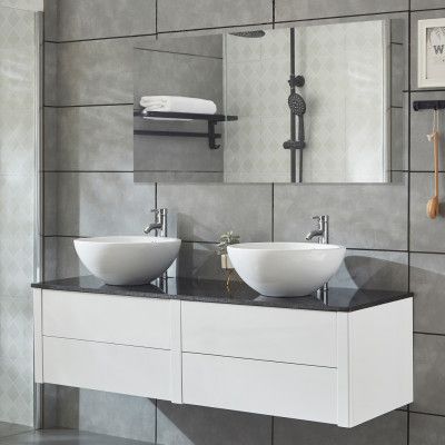 Badrumsmöbel 150cm | Dubbla tvättställ& badrumsspegel