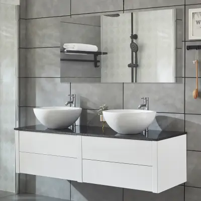 Badrumsmöbel 150cm | Dubbla tvättställ& badrumsspegel