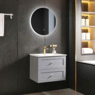 Badrumsmöbel 60cm | Kommod& LED-spegel | Velum grå