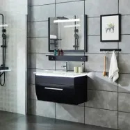 Badrumsmöbel 80cm | LED-belysning | Kommod, handfat och spegel