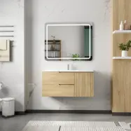 Badrumsmöbelset 100 cm | LED-spegel med anti-fog | Milan