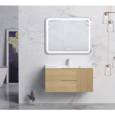 Badrumsmöbelset 100 cm | LED-spegel med anti-fog | Milan