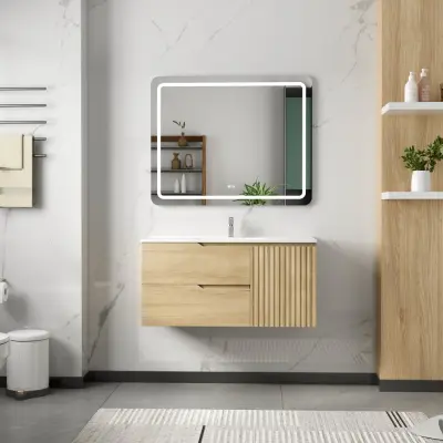 Badrumsmöbelset 100 cm | LED-spegel med anti-fog | Milan