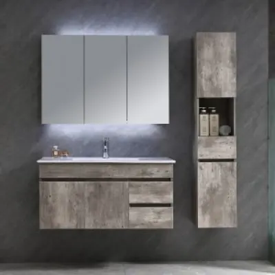 Badrumsmöbler Barcelona Medium - Betongimitation + 2.00 x Badrumskrok