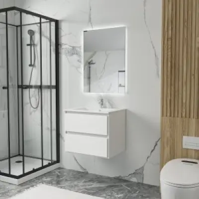 Badrumsmöbler Florence 60 cm - Vit + Toalettpappershållare