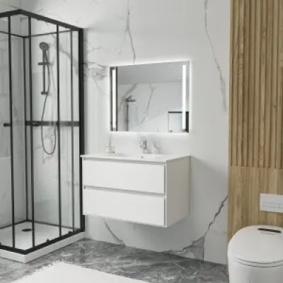 Badrumsmöbler Florence 80 cm - Vit + Toalettpappershållare