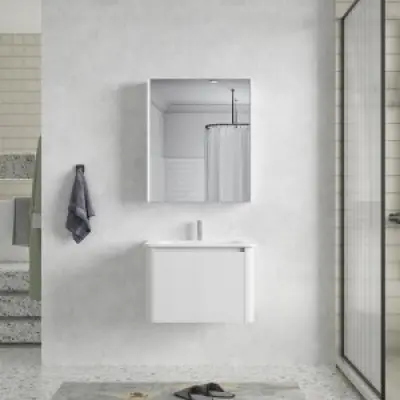 Badrumsmöbler Genava 60 cm - Vit + 2.00 x Badrumskrok