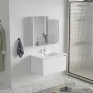 Badrumsmöbler Genava 80 cm - Vit + Toalettpappershållare