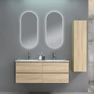 Badrumsmöbler Genova - Ljust trä | 120 cm + 2.00 x Badrumskrok