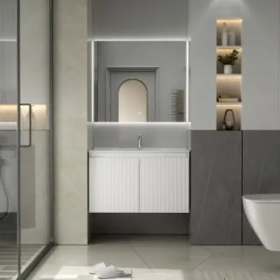 Badrumsmöbler Gustavo 80 cm - Vit + 2.00 x Badrumskrok