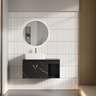 Badrumsmöbler Luxe - Grå&Mässing