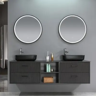 Badrumsmöbler Luxern - Mörkt trä | 180 cm + 2.00 x Badrumskrok