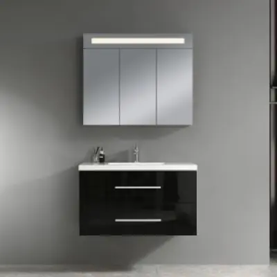 Badrumsmöbler Malaga 90 cm - Svart + 2.00 x Badrumskrok