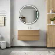Badrumsmöbler Milan 100 cm - Ljust trä + 2.00 x Badrumskrok