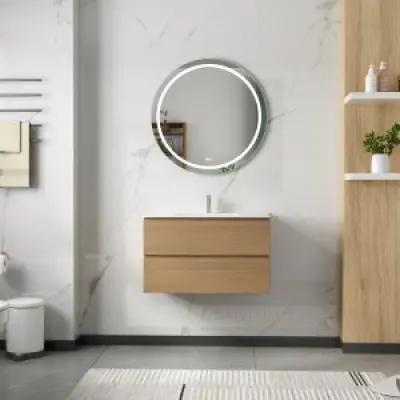 Badrumsmöbler Milan 80 cm - Ljust trä + Toalettpappershållare