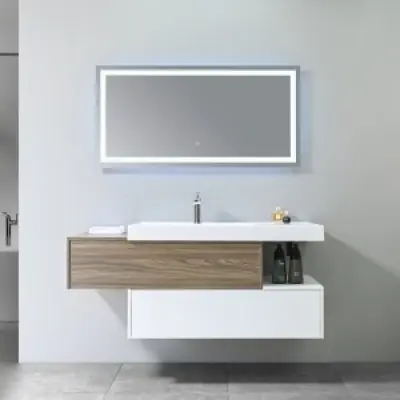 Badrumsmöbler Nordic Duo - Vit&Trä + Toalettpappershållare