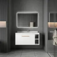 Badrumsmöbler Nova 100 cm - Vit&Mässing