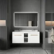 Badrumsmöbler Nova 120 cm - Vit&Mässing