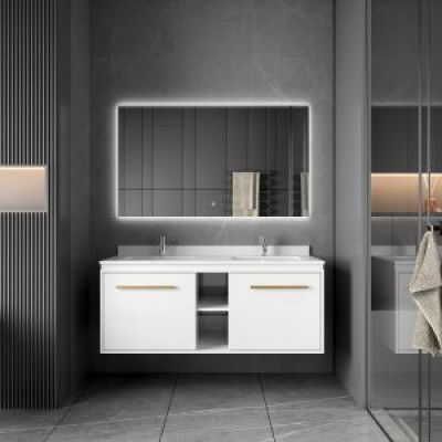 Badrumsmöbler Nova 120 cm - Vit&Mässing