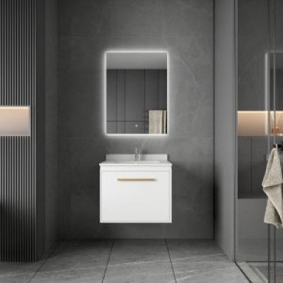 Badrumsmöbler Nova 60 cm - Vit&Mässing